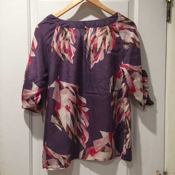 100% Silk Deep Lavender 3/4 sleeve Top F21 M - Picture 5 of 6